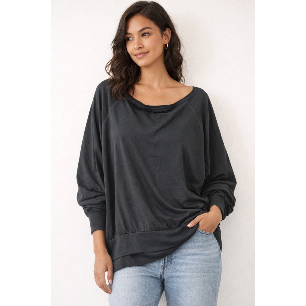 Universal Standard Black Classic Sweatshirt Oversized Pleated‎ Back Womens L New